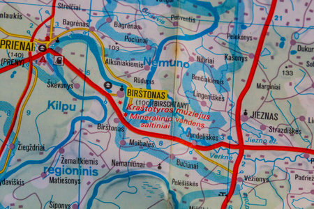 Birstonas, Lithuania, on a road mapの写真素材