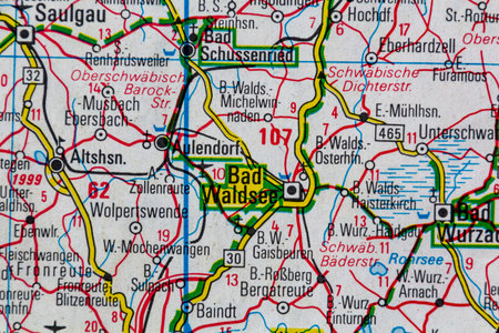 Bad Waldsee, Germany, on a road mapの写真素材