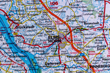 Elmshorn, Germany, on a road map