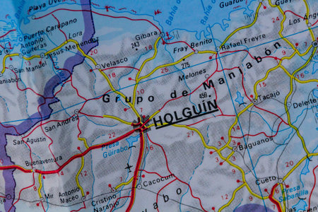 Holguin, Cuba, on a road map