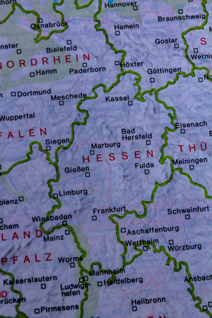 Hesse state, Germany, on a mapの写真素材