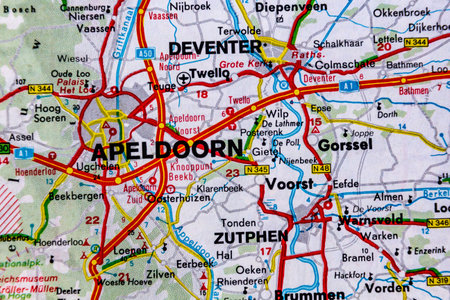 Apeldoorn, Netherlands, on a road mapの写真素材