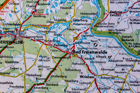 Bad Freienwalde, Germany, on a road map