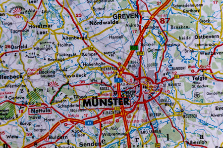 Munster, Germany, on a road map