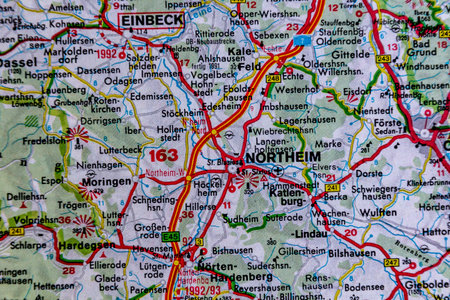 Northeim, Germany, on a road mapの写真素材