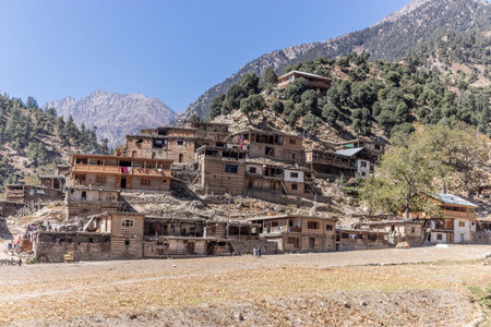 Nekratok village in Rumbur valley in Khyber Pakhtunkhwa, Pakistanの写真素材