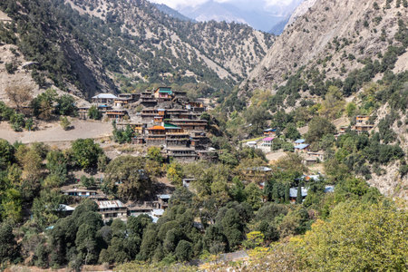 Grum village in Rumbur valley, Khyber Pakhtunkhwa, Pakistanの写真素材