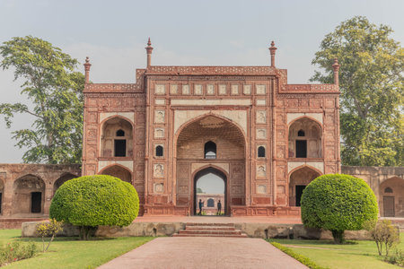 Akbari Sarai building at the grounds of the Tomb of Jahangir in Lahore, Pakistanの写真素材