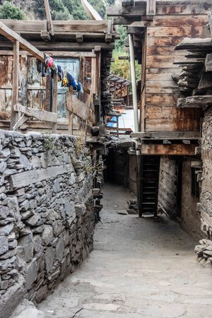 Alley in Brun village in Bumburet valley, Khyber Pakhtunkhwa, Pakistan