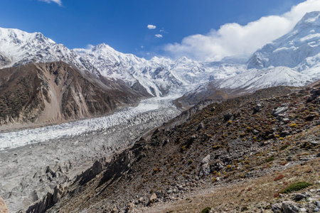 Rakhiot glacier under Nanga Parbat mountain in Gilgit-Baltistan region in Pakistanの写真素材