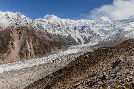 Rakhiot glacier under Nanga Parbat mountain in Gilgit-Baltistan region in Pakistanの写真素材