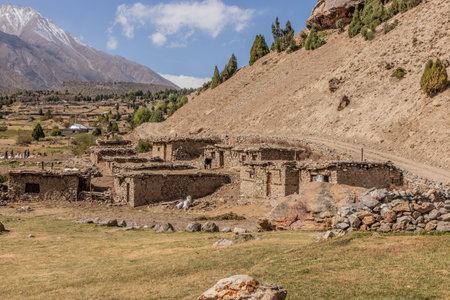 Small settlement in Rupal valley, Gilgit-Baltistan region in Pakistanの写真素材