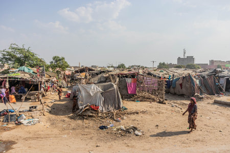 KARACHI, PAKISTAN - OCTOBER 31, 2023: Slums in northern Karachi, Pakistanのeditorial素材