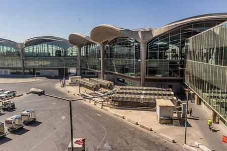 AMMAN, JORDAN - JULY 21, 2022: Queen Alia International Airport in Amman, Jordanのeditorial素材