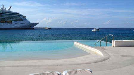 Cruise liner view, with a blue sky and crystal clear seaのeditorial素材