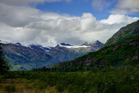 Empty Street with Mountain view in Alaska United States of Ameriの写真素材