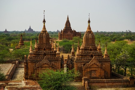View over Pagoda Field in Bagan Myanmarの写真素材
