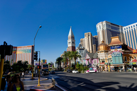 View Towards Cosmopoliten Hotel with Eiffel Tower in Las Vegasのeditorial素材