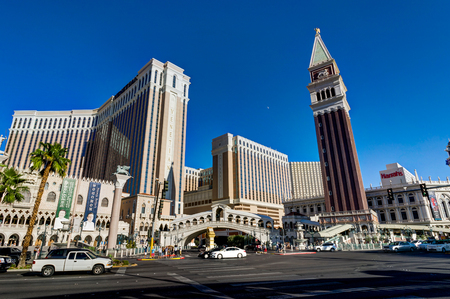 View Towards Cosmopoliten Hotel with Eiffel Tower in Las Vegasのeditorial素材