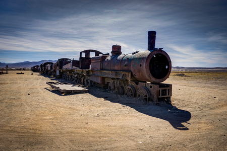Rusty abandoned Train in Cemetery Uyuniの写真素材