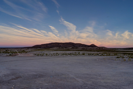 Sunrise Sunset Mountains View over Altiplano Desert Atacama Boliの写真素材