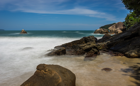 Long Exposure Beach Pedra da Praia do Meio Trindade, Paraty Rioの写真素材
