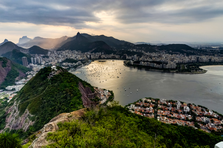 Rio de Janeiro View from Sugarloaf Mountain over the City during sunsetの写真素材