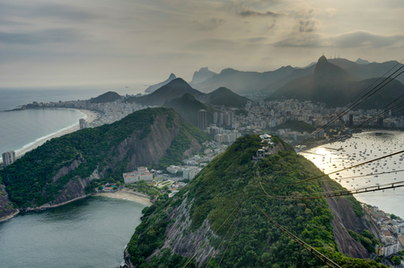 Rio de Janeiro View from Sugarloaf Mountain over the City during sunsetの写真素材