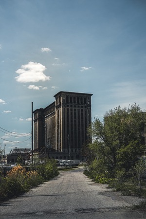 Detroit, Michigan, United States - October 2018: A view of the old Michigan Central Station building in Detroit which served as a major railway depot from 1914 - 1988.のeditorial素材