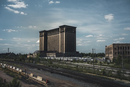 Detroit, Michigan, United States - October 2018: A view of the old Michigan Central Station building in Detroit which served as a major railway depot from 1914 - 1988.のeditorial素材
