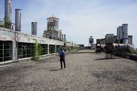 Detroit, Michigan, United States - October 18 2018: View of the abandoned Fisher Body Plant in...