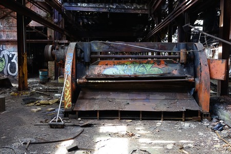 Detroit, Michigan, United States - October 18 2018: View of the abandoned Gray Iron Factory in Detroit. Detroit Gray Iron Foundry was one of several foundry companies located along the water front, producing tools, machinery, jig and fixture castings.のeditorial素材