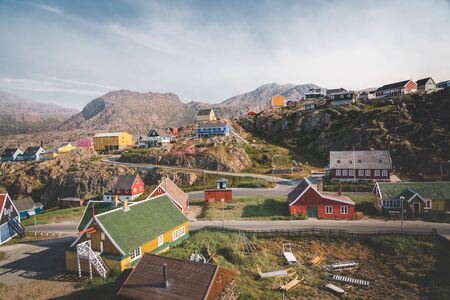 Colourful little Arctic town Sisimiut in Greenland,Qeqqata Municipality, aka Holsteinsborg . Second...