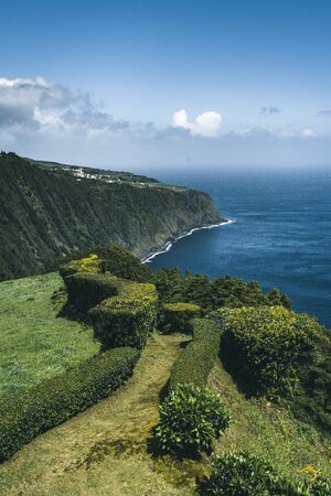 Northeast of the island of Sao Miguel in the Azores. Viewpoint of Ponta do Sossego. Amazingly point...