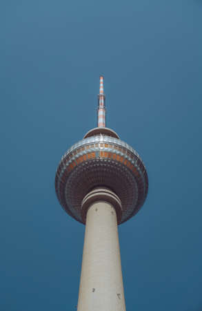 BERLIN, GERMANY - Feb 10, 2021: Aerial view towards Berlin TV Tower near Alexanderplatz in Berlin Mitte.のeditorial素材