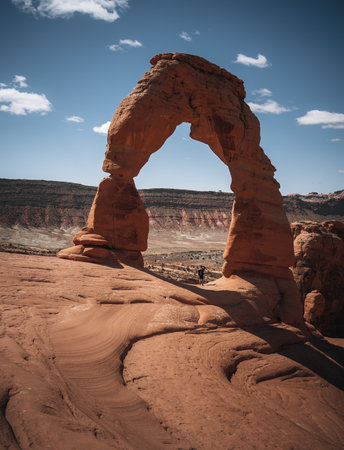 beautiful panorama of the delicate arch in the arches national park in moab, united states of...