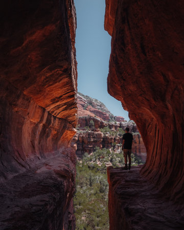 Secret Subway Cave in Sedona Arizona, America, USA. Popular Hiking destination. Famous travel concept after Covid.の写真素材