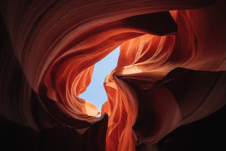 Antelope Canyon - abstract background. Travel and nature concept. Utah, Arizona, USA.の写真素材