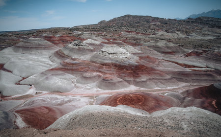 bentonite hills Amazing aerial view. Located in Capitol Reef National Park, United States, Utah.の写真素材