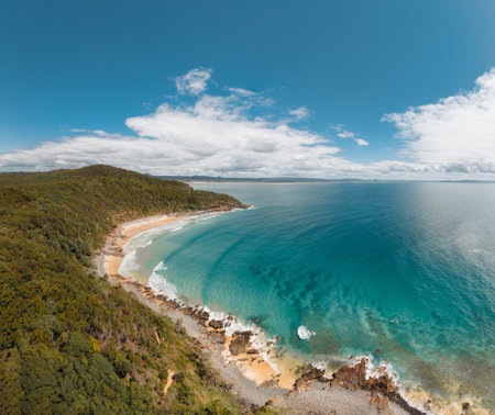 Aerial photo of Granite Bay, Noosa National Park, Noosa Heads, Sunshine Coast, Queensland, Australia.の写真素材