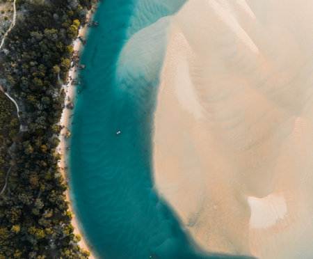 Aerial Drone view of Noosa River, Byron Gold Coast Sunshine Coast, Australia.の写真素材