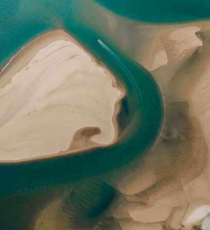 Aerial Drone view of Noosa River, Byron Gold Coast Sunshine Coast, Australia.の写真素材