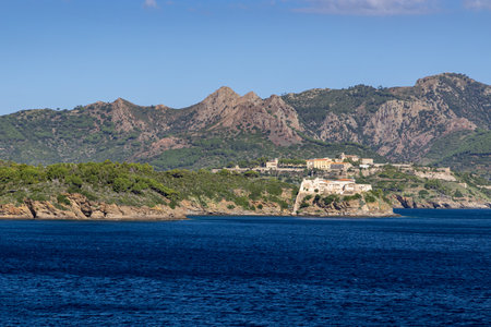 Elba Island Coastal View Over Dark Blue Sea - Scenic Seaside Landscape, Rugged Cliffs, Mediterranean...