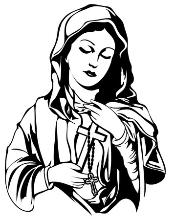 Handmade Mary Magdalene Vector tattoo designのイラスト素材