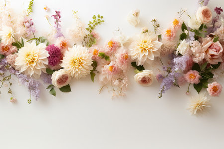 flowers over a baige layflatの素材