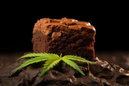 weed brownies with cannabis leavesの素材
