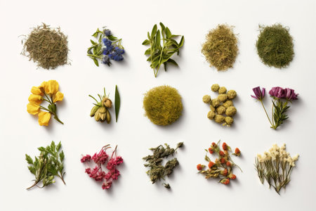 spices on a white flat layの素材