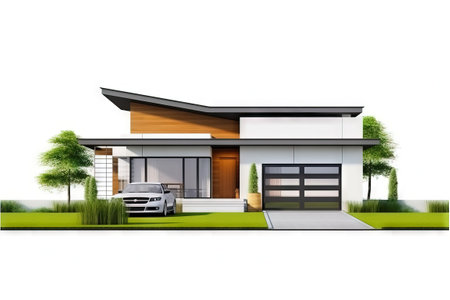 front view of a modern houseの素材