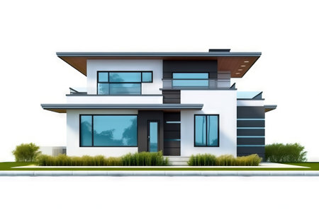 front view of a modern houseの素材