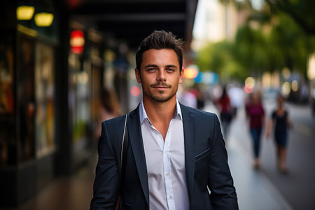 young businessman portrait outdoorの素材